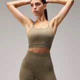 SEAMLESS CROSS BRA - LALA GREEN