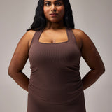SEAMLESS RACERBACK TOP - COFFEE