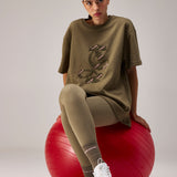 LALA GREEN OVERSIZED T-SHIRT WITH EMBROIDERY