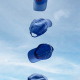 BLUE CAP WITH RED EMBROIDERY