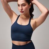 SEAMLESS CROSS BRA - NAVY BLUE