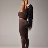 SEAMLESS FLARE PANTS - COFFEE