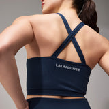 SEAMLESS CROSS BRA - NAVY BLUE