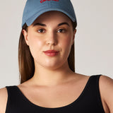 BLUE CAP WITH RED EMBROIDERY