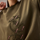 LALA GREEN OVERSIZED T-SHIRT WITH EMBROIDERY
