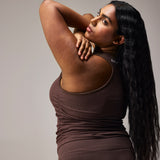 SEAMLESS RACERBACK TOP - COFFEE