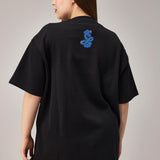 BLACK OVERSIZED T-SHIRT WITH COLLAR DETAIL