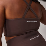 SEAMLESS CROSS BRA - COFFEE