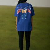 BLUE OVERSIZED T-SHIRT IN THE BUTTERFLY ANATOMY PRINT