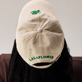CREAM BASEBALL CAP WITH GREEN EMBROIDERY