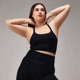 SEAMLESS CROSS BRA - BLACK